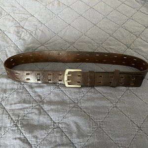 Colin's Wide Brown Leather Perforated Belt
